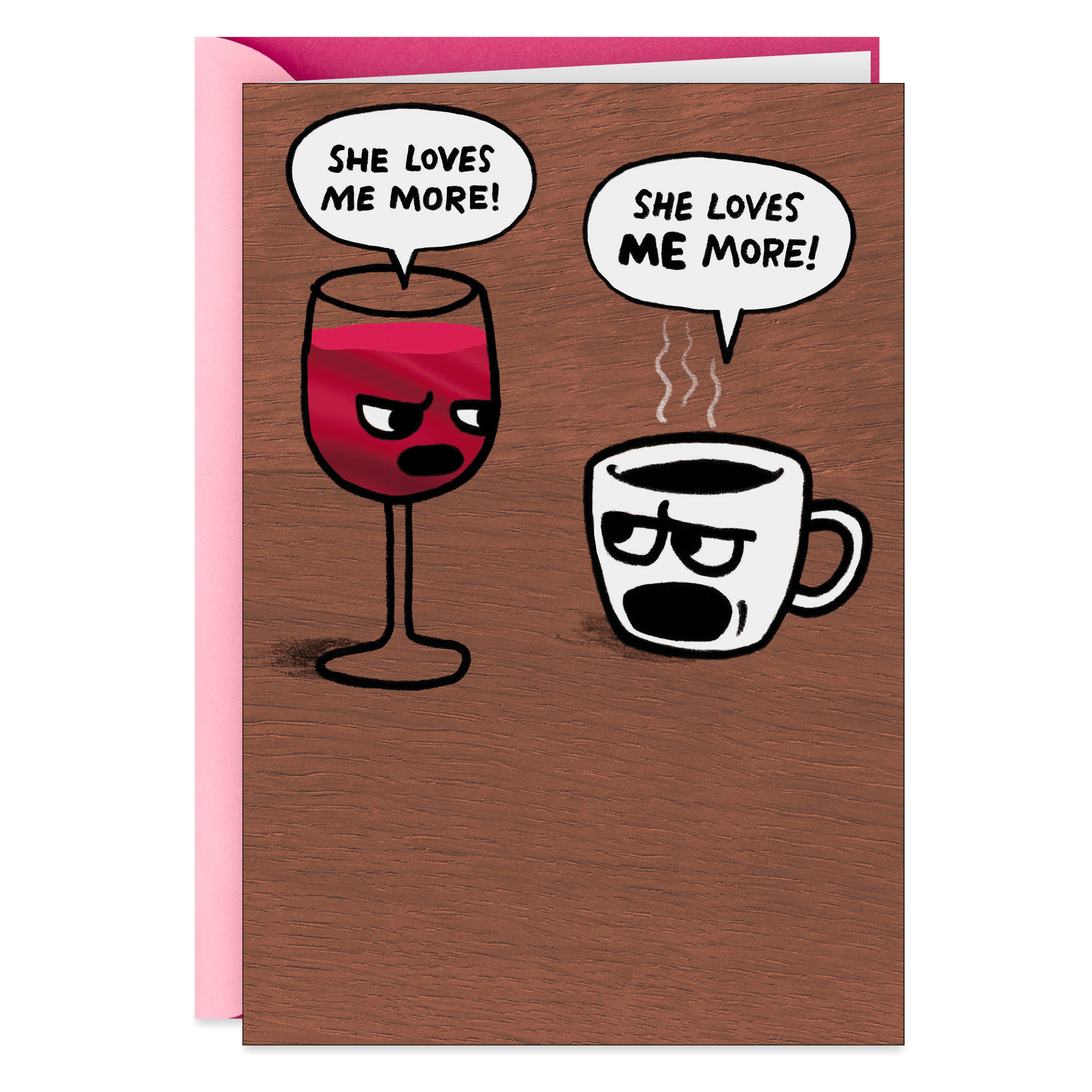 Shoebox Funny Birthday Card for Her (Wine and Coffee)