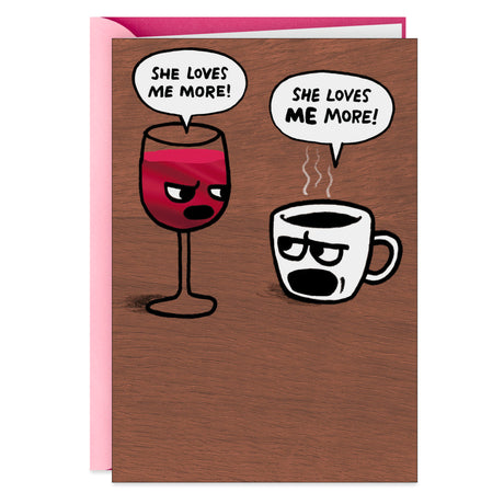 Shoebox Funny Birthday Card for Her (Wine and Coffee)