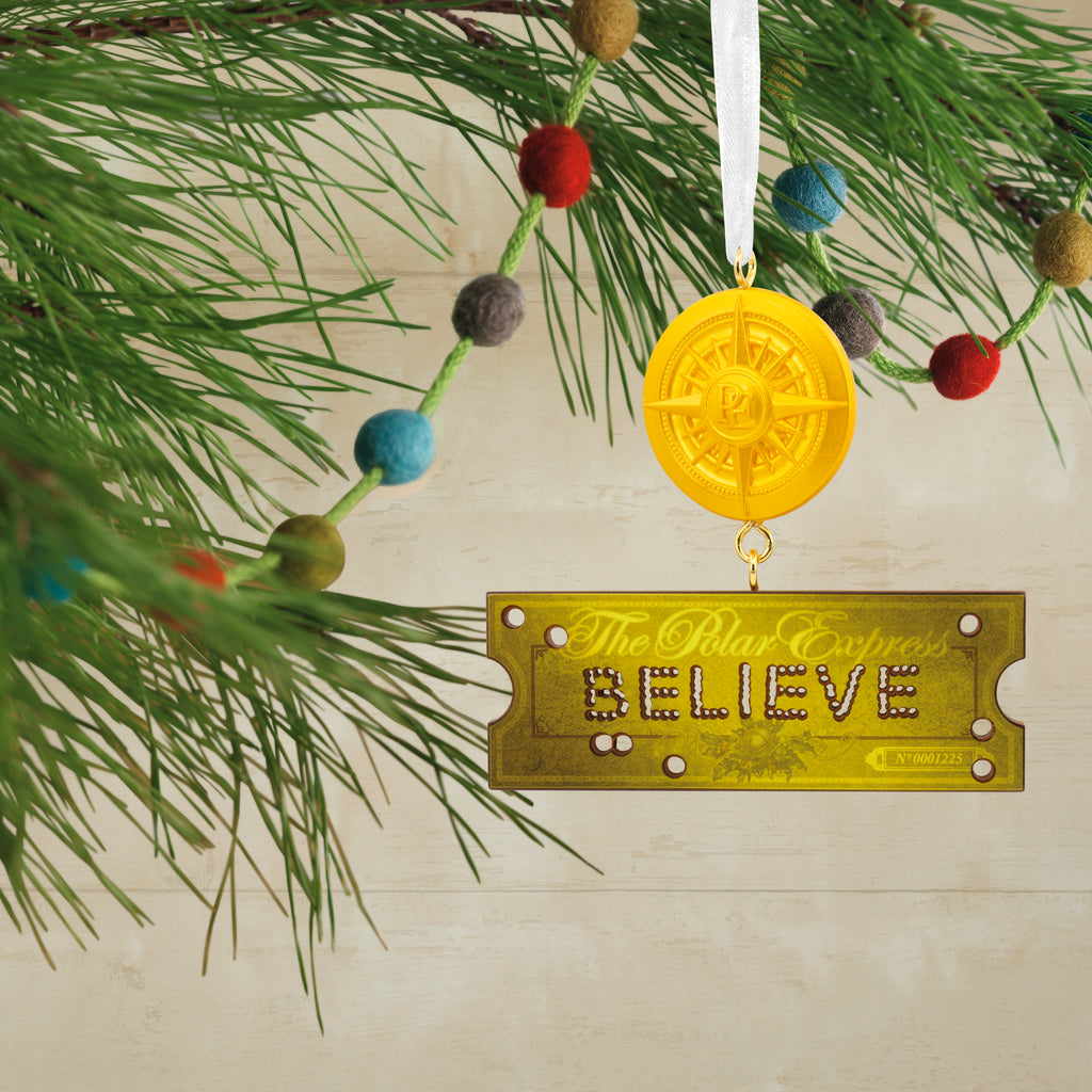 The Polar Express Believe Ticket and Compass Christmas Ornament