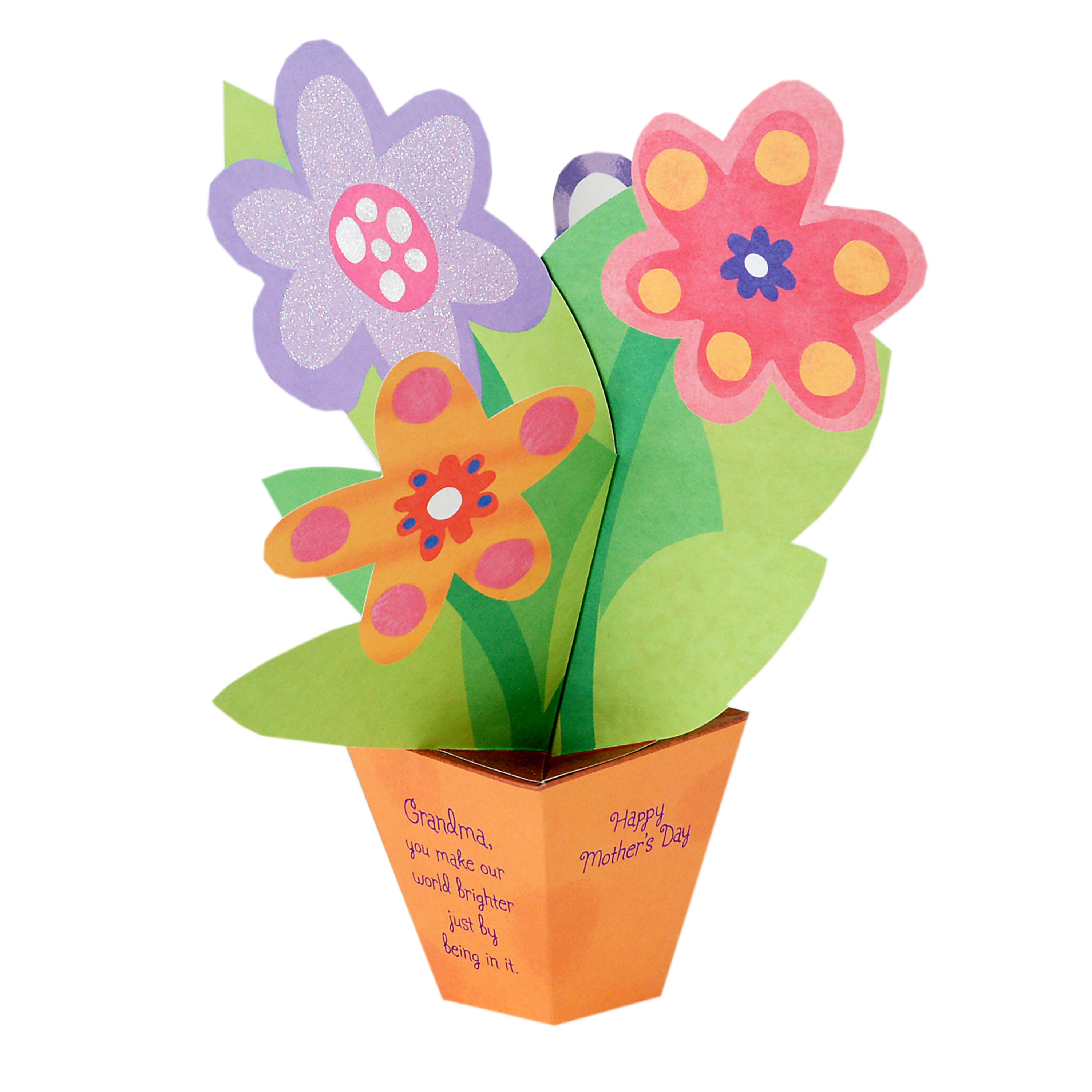 Mother's Day Pop Up Card for Grandmother (Displayable 3D Flowers in a Pot)