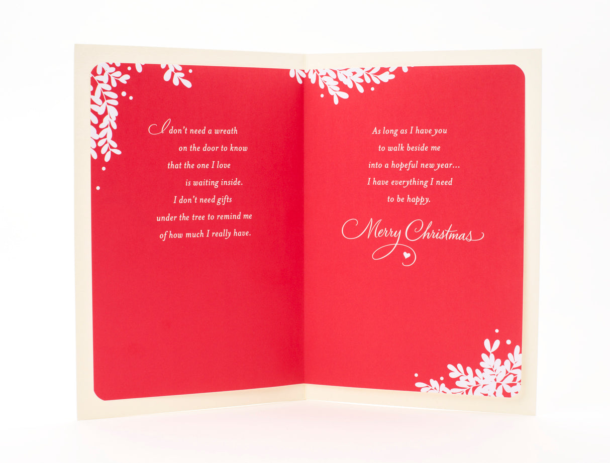 Romantic Christmas Card for Wife (Red Metallic)