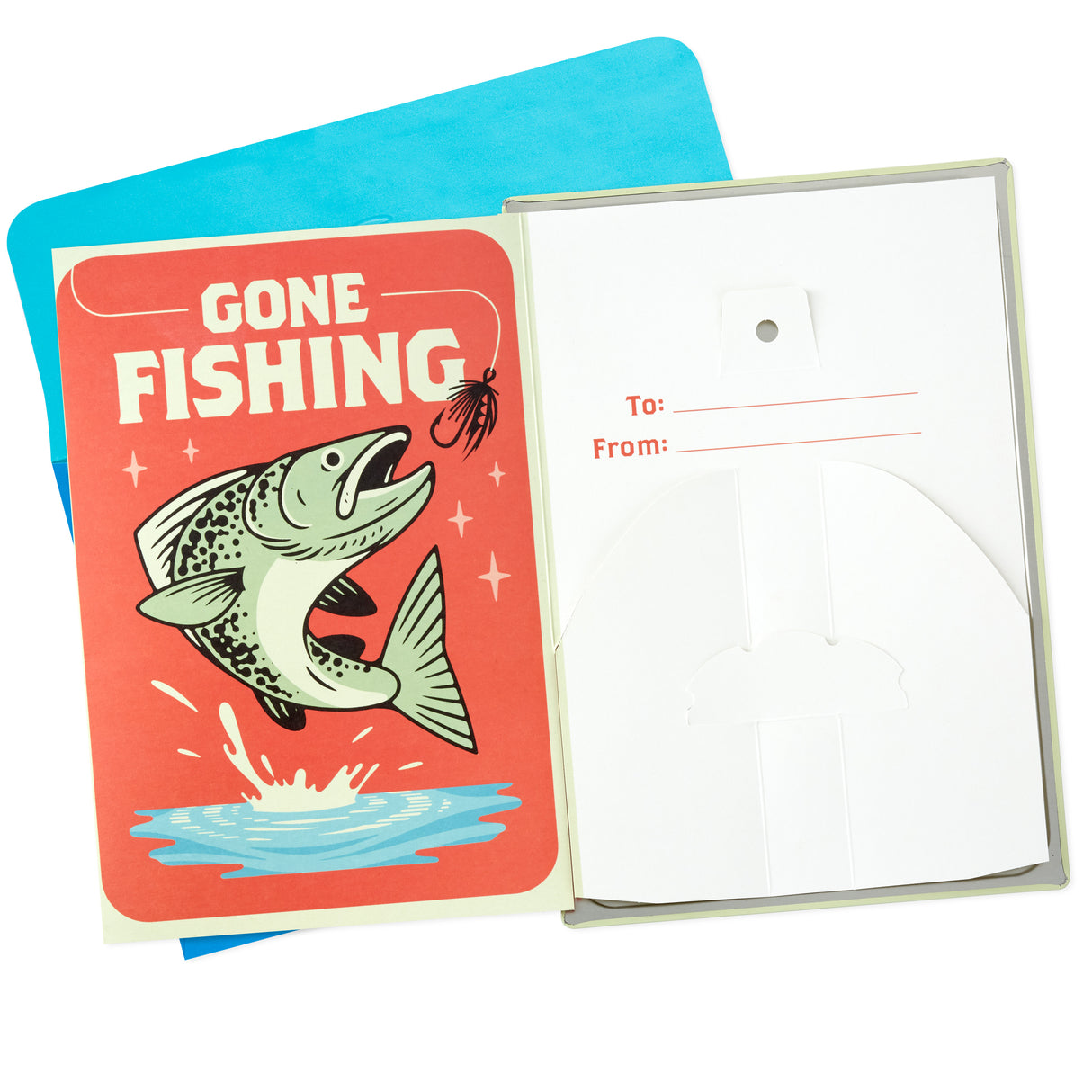 Fathers Day Card with Removable Tin Sign (Gone Fishing)