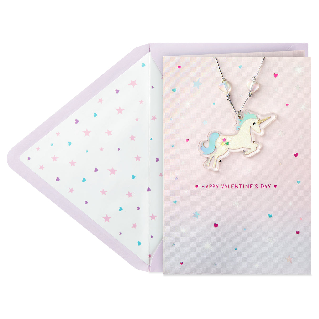 Signature Valentines Day Card for Kids (Removable Unicorn Necklace)