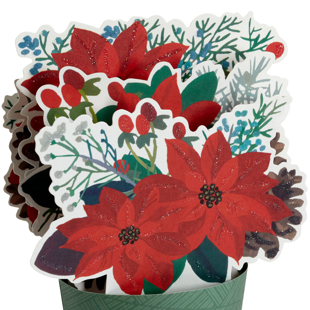Paper Wonder Displayable Pop Up Christmas Card (Poinsettia Bouquet)