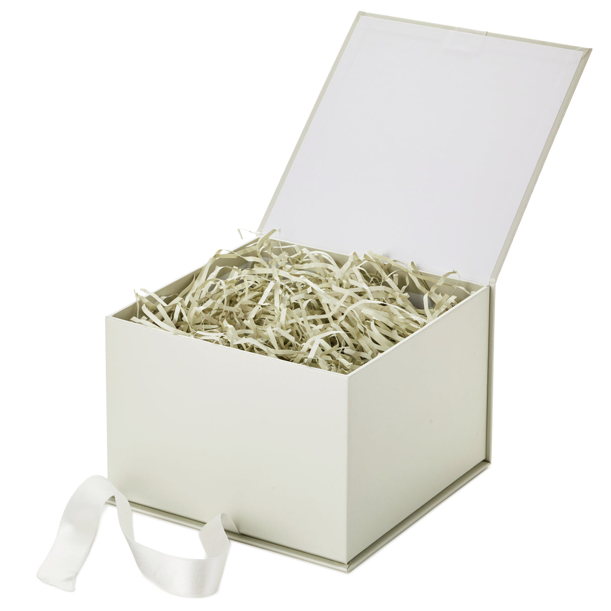 7" Large White Gift Box with Lid and Shredded Paper Fill for Weddings, Christmas, Holidays, Birthdays and More