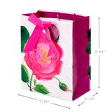 9" Medium Gift Bag with Tissue Paper (Pink Rose) for Birthdays, Bridal Showers, Weddings, Mothers Day or Any Occasion