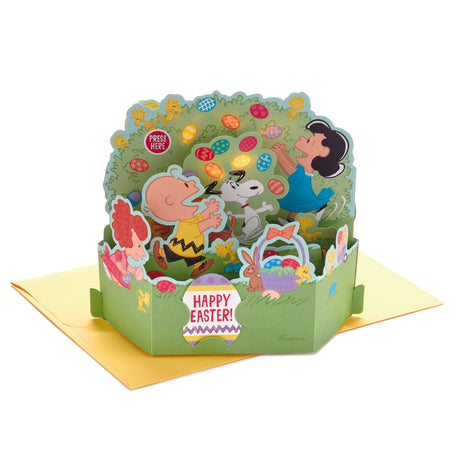 Paper Wonder Peanuts Pop Up Easter Card with Sound (Charlie Brown, Snoopy Egg Hunt, Plays Linus and Lucy)