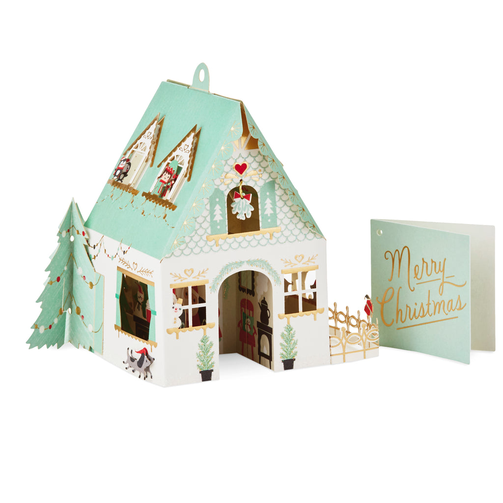 Signature Pop Up Christmas Card (3D Santa's House Ornament)