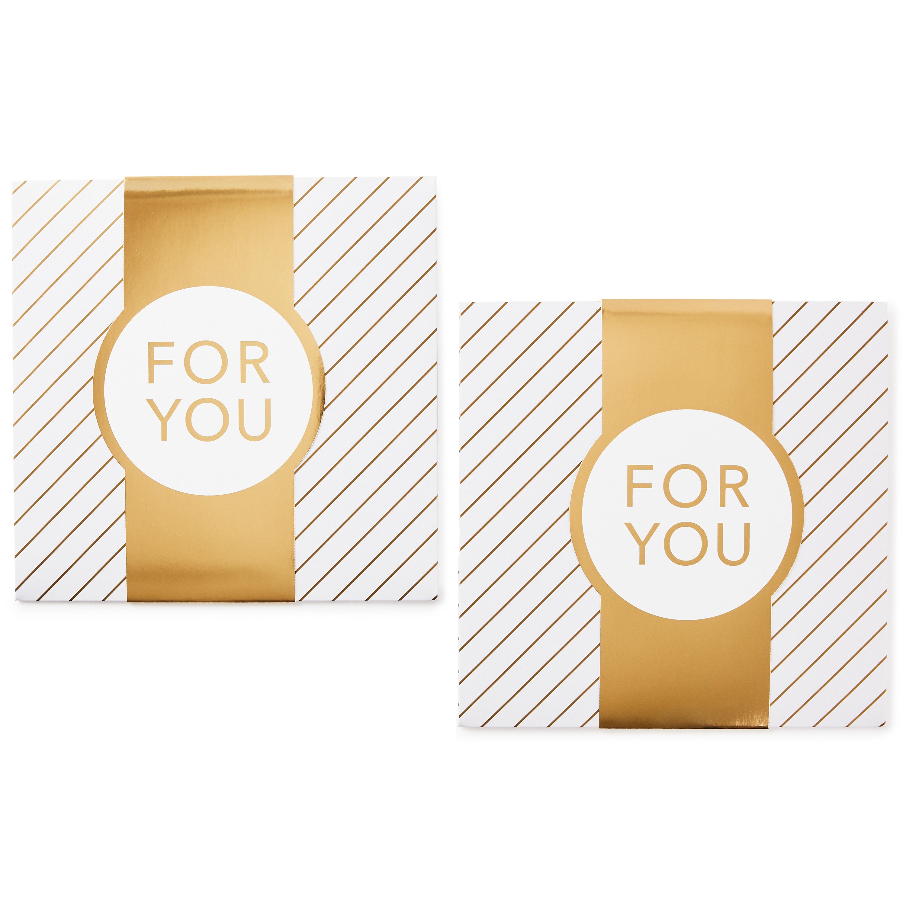 Hallmark 10" Large Gift Boxes with Wrap Bands (2-Pack: White and Gold, "For You") for Weddings, Graduations, Valentine's Day, Christmas, Hanukkah, Birthdays