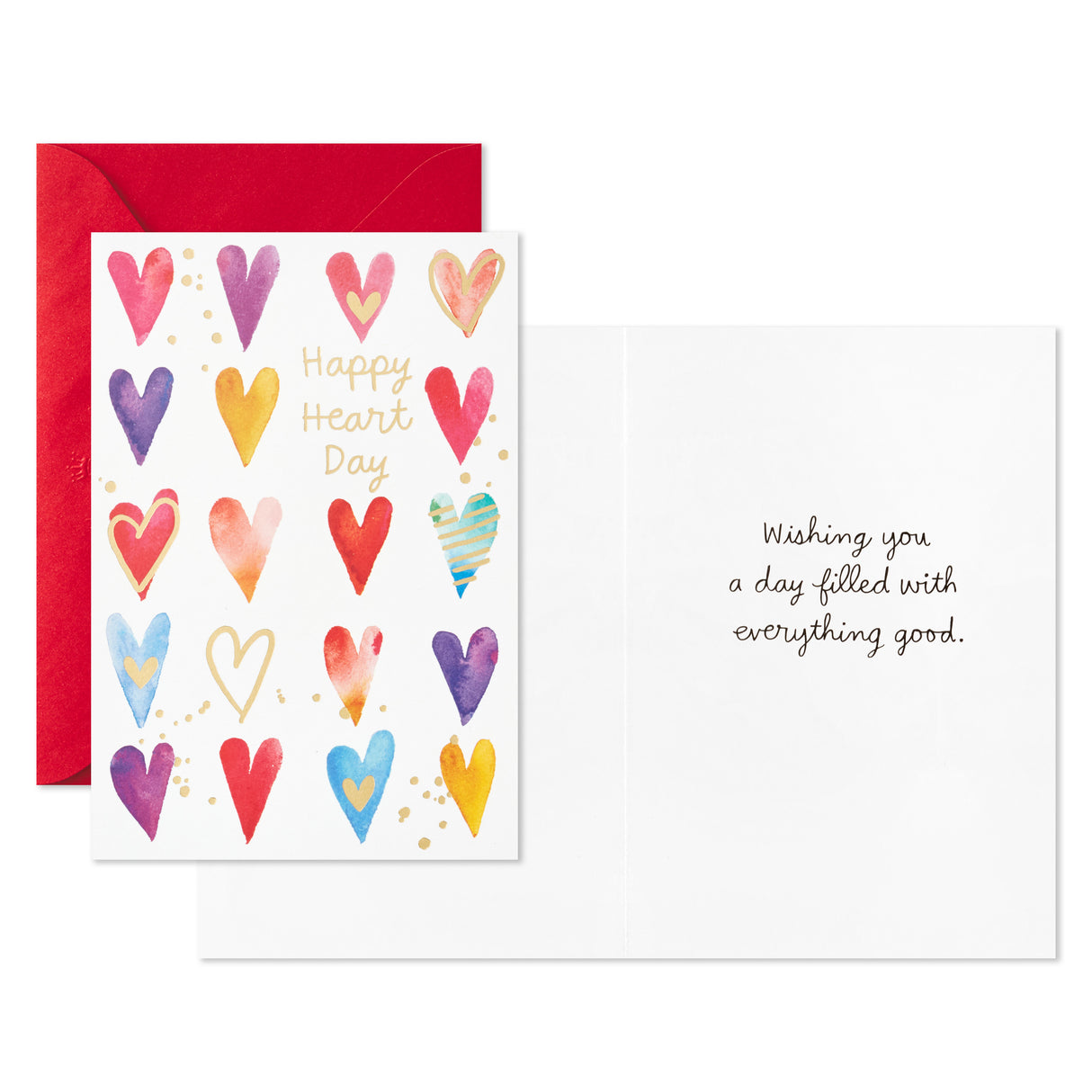 Pack of Valentines Day Cards, Happy Heart Day (6 Valentine's Day Cards with Envelopes)