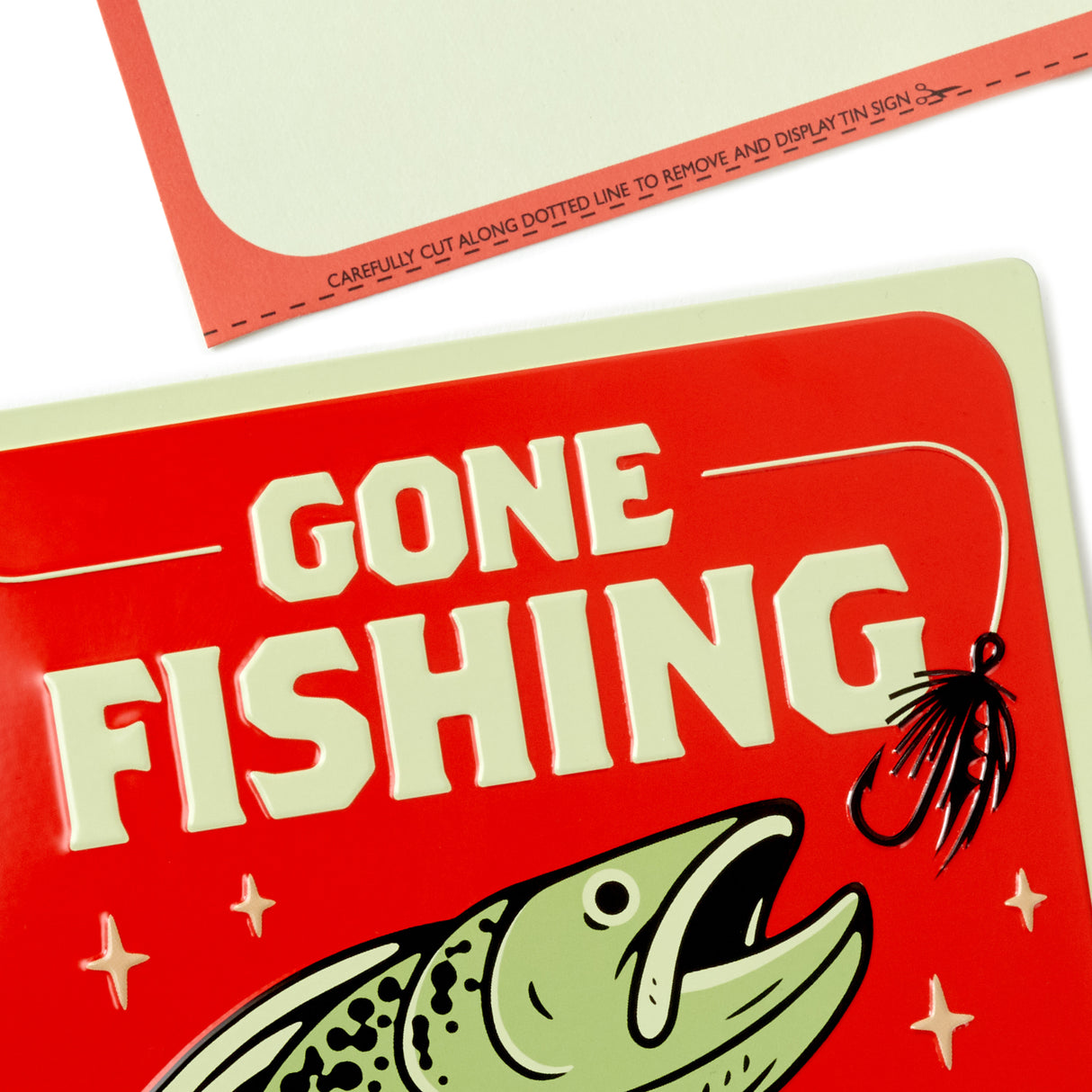 Fathers Day Card with Removable Tin Sign (Gone Fishing)