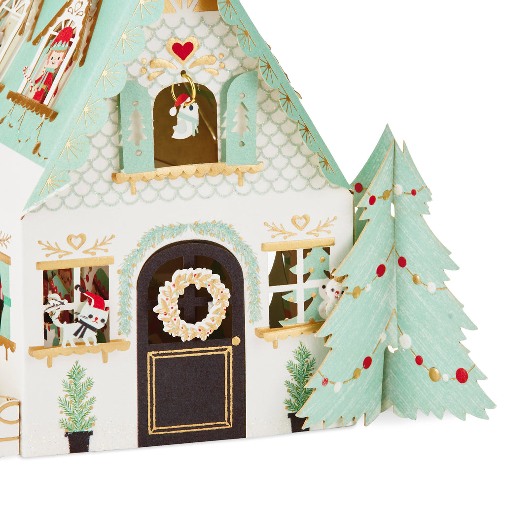 Signature Pop Up Christmas Card (3D Santa's House Ornament)