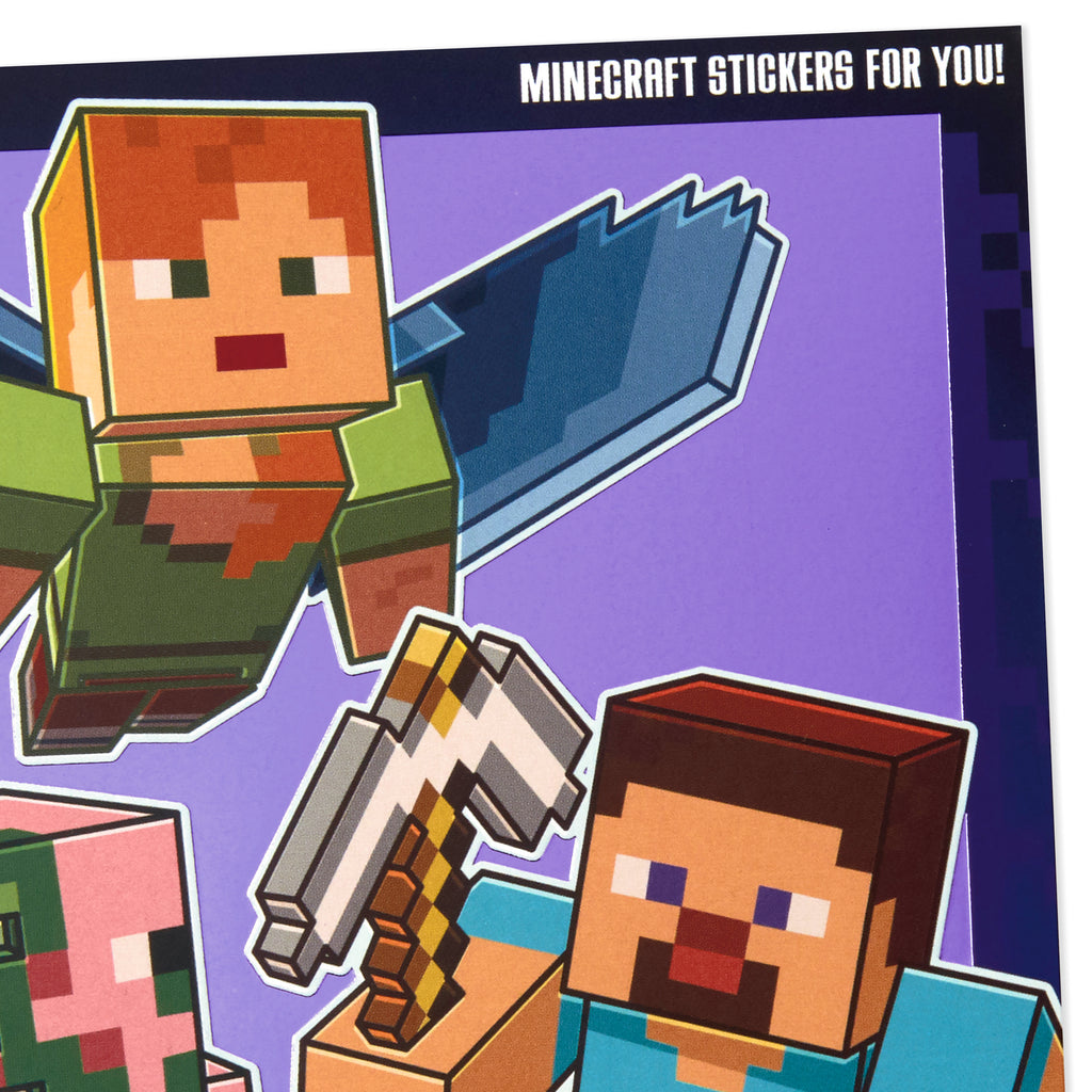 Minecraft Birthday Card for Kids with Stickers (Party Mode)