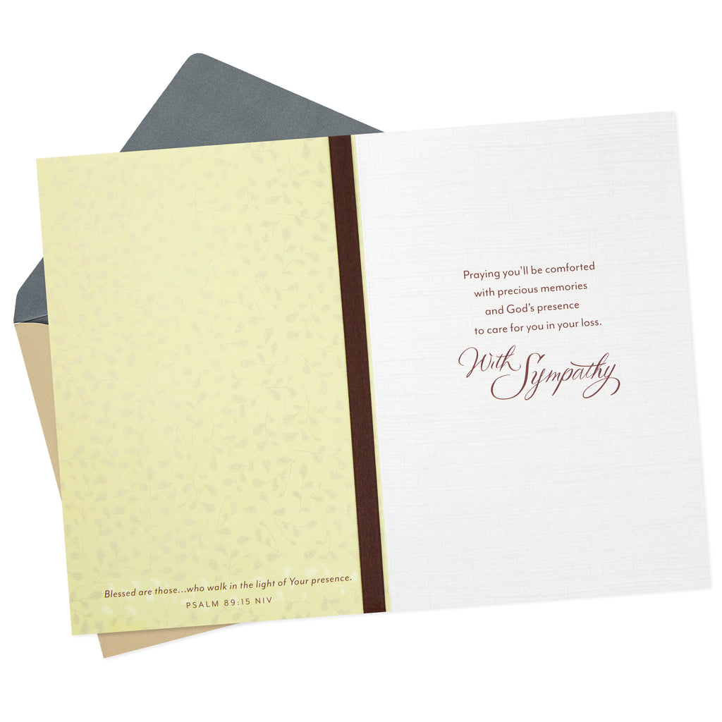 Mahogany Religious Sympathy Greeting Card (They Leave Footprints)