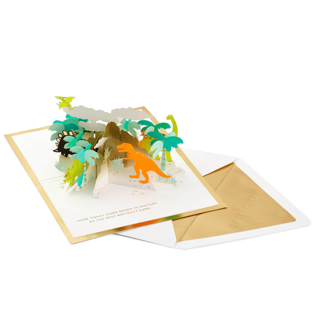 Signature Paper Wonder Pop Up Birthday Card (Dinosaurs)
