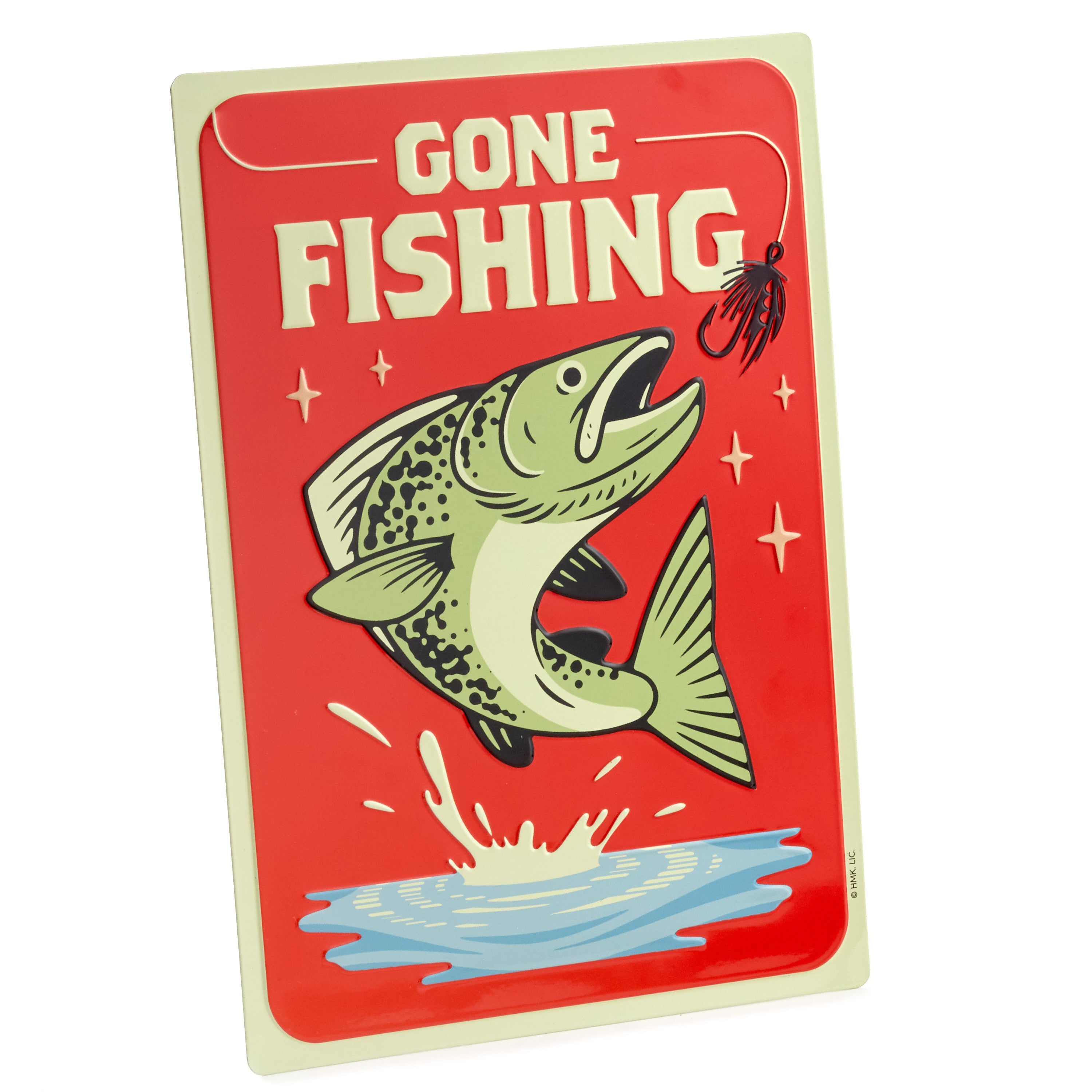 Fathers Day Card with Removable Tin Sign (Gone Fishing)