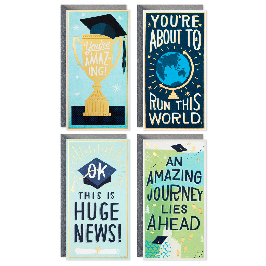 Graduation Money Holder or Gift Card Holder Cards Assortment, You're Amazing (4 Cards with Envelopes)