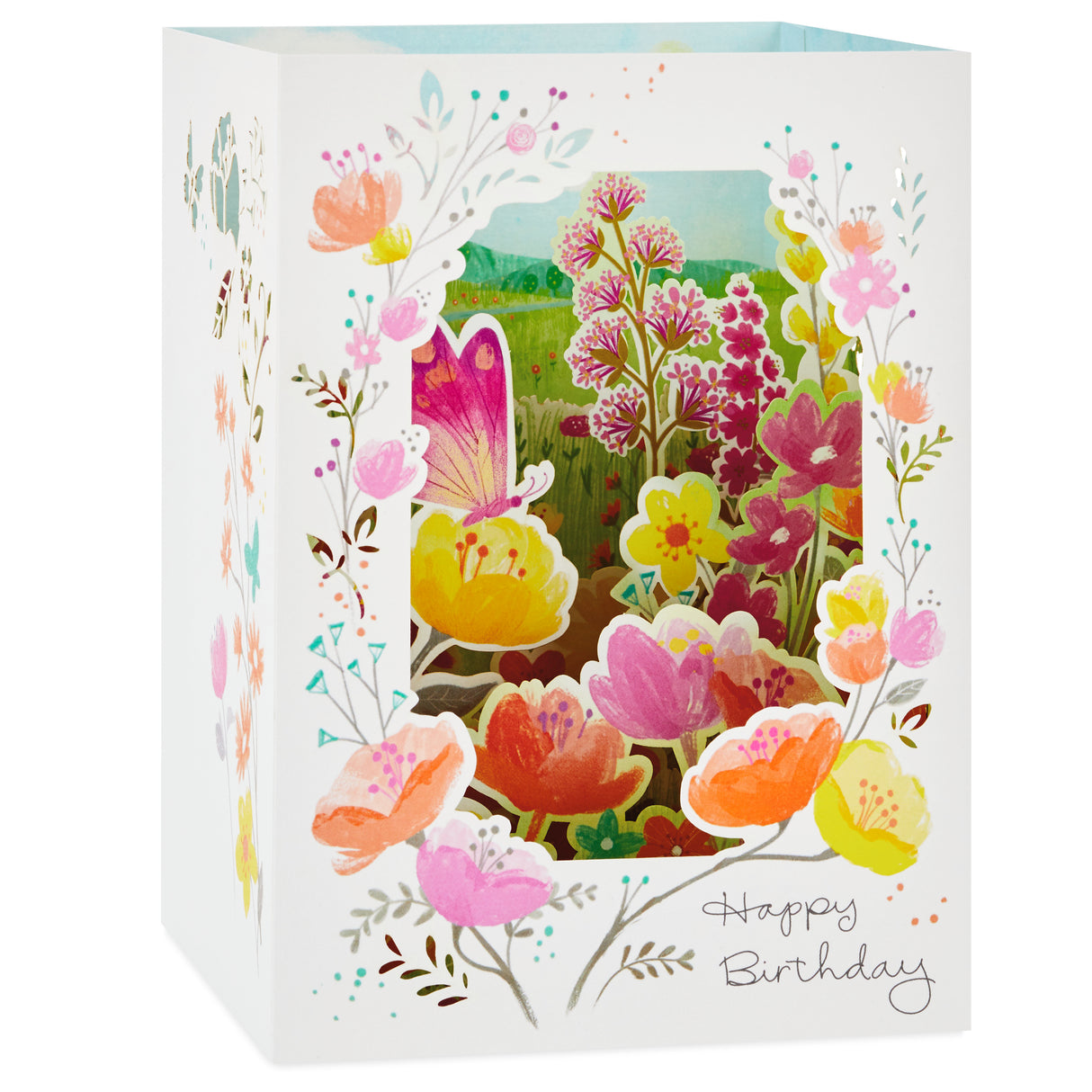 Paper Wonder Displayable Pop Up Birthday Card for Her (Beautiful Butterflies and Flowers)