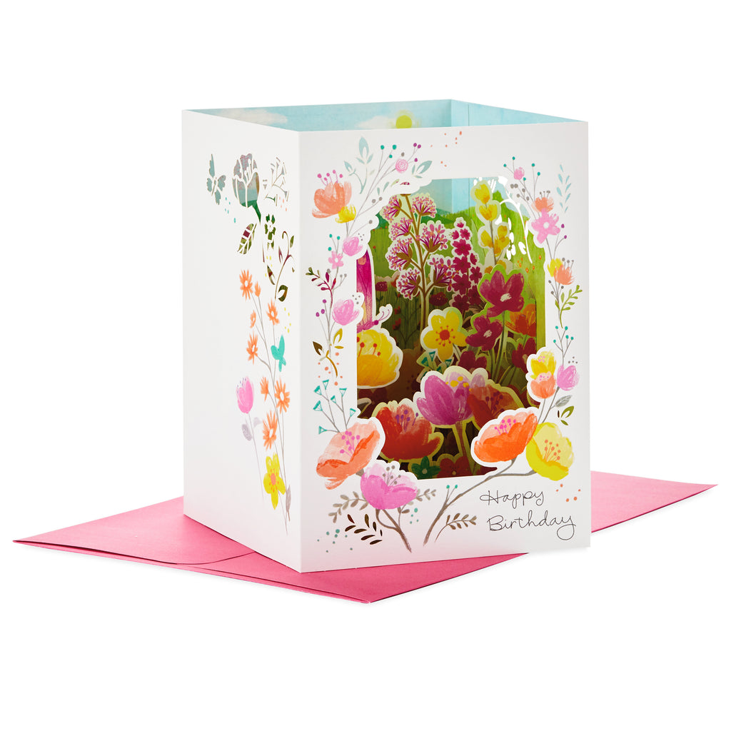 Paper Wonder Displayable Pop Up Birthday Card for Her (Beautiful Butterflies and Flowers)