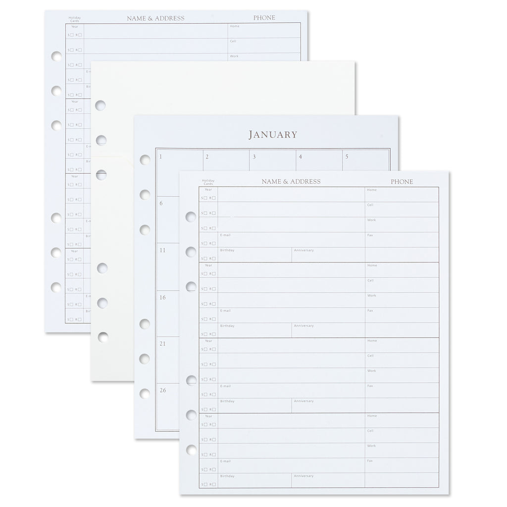 Address Book Refill Pages (Pack of 44 Replacement Pages for Addresses, Appointments)