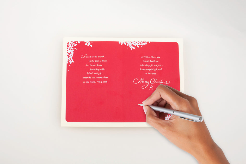 Romantic Christmas Card for Wife (Red Metallic)