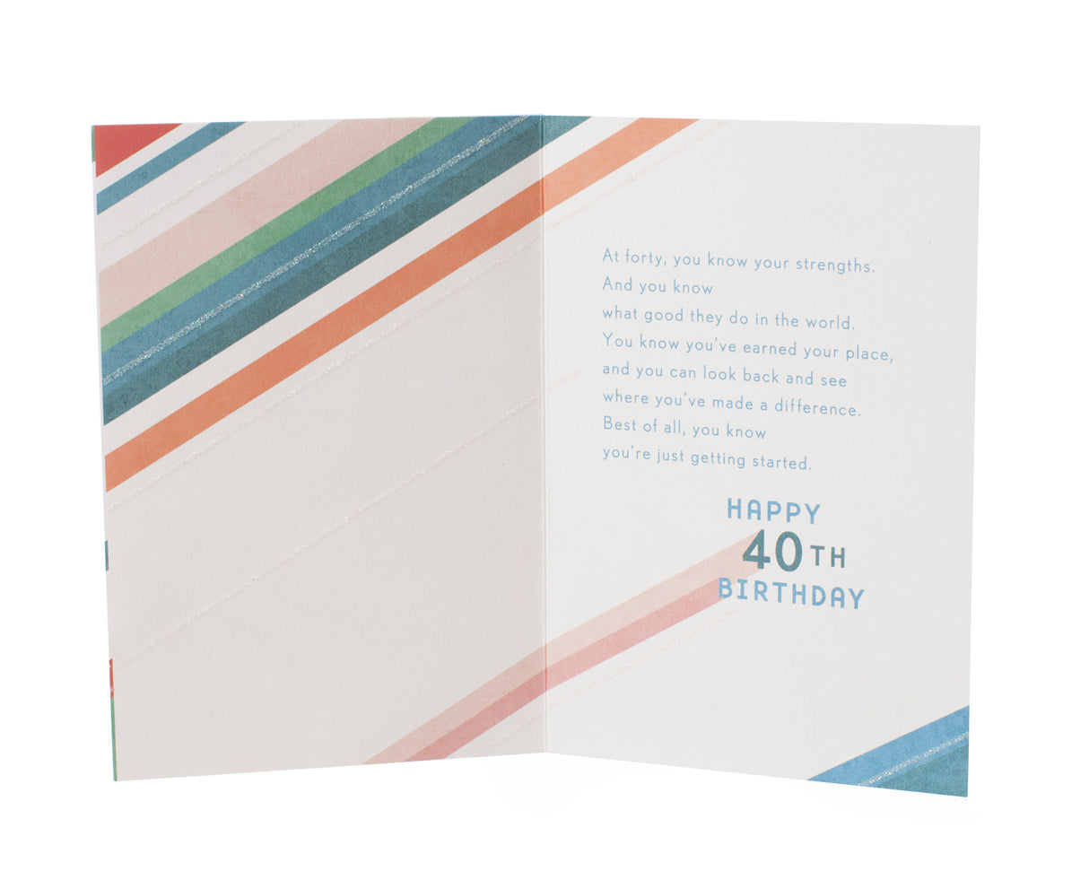 40th Birthday Greeting Card (Beams)