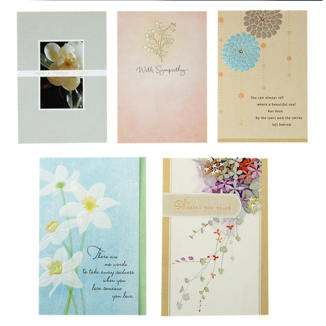 Sympathy Cards Assortment Pack (5 Condolence Cards with Envelopes)