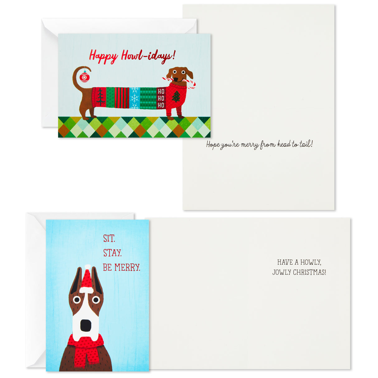 Boxed Christmas Cards Assortment, Holiday Cats and Dogs (6 Designs, 24 Cards with Envelopes)