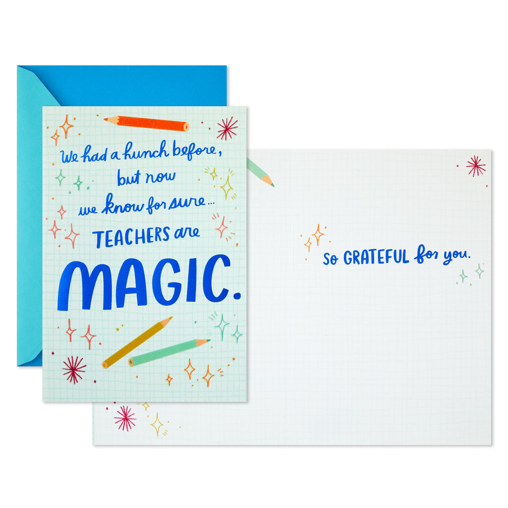 Pack of 2 Thank You Cards, Teachers are Magic (Teacher Appreciation, Coach Appreciation)