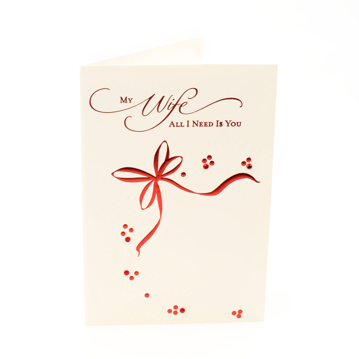 Romantic Christmas Card for Wife (Red Metallic)