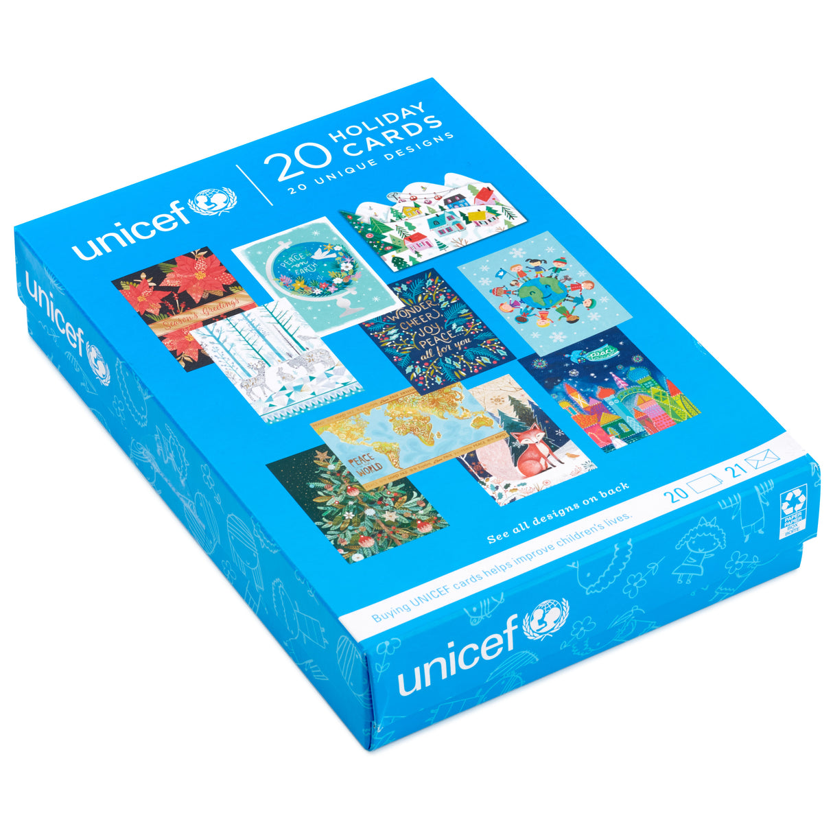 UNICEF Boxed Christmas Cards Assortment, 20 Designs (20 Cards and 21 Envelopes)