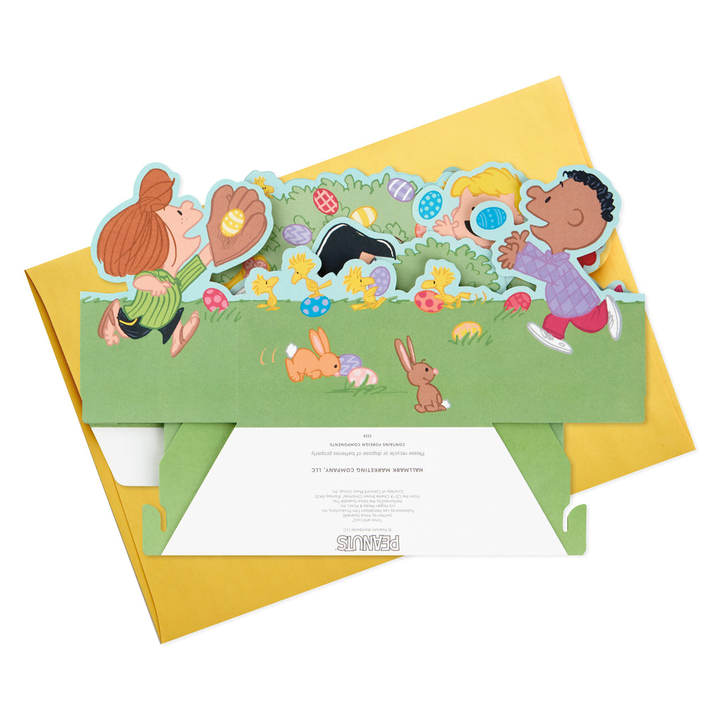 Paper Wonder Peanuts Pop Up Easter Card with Sound (Charlie Brown, Snoopy Egg Hunt, Plays Linus and Lucy)