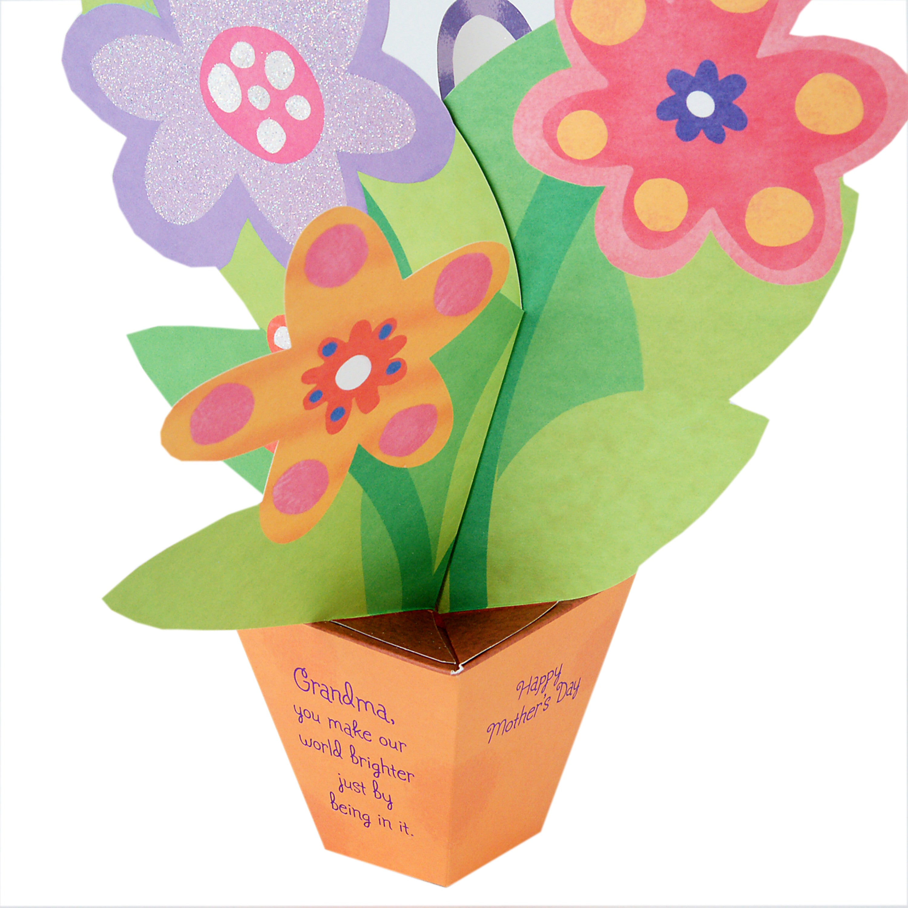 Mother's Day Pop Up Card for Grandmother (Displayable 3D Flowers in a Pot)