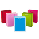 6" Small Solid Color Gift Bags - Pack of 5 in Red, Green, Blue, Light Pink, Hot Pink for Birthdays, Holidays, Parties or Any Occasion