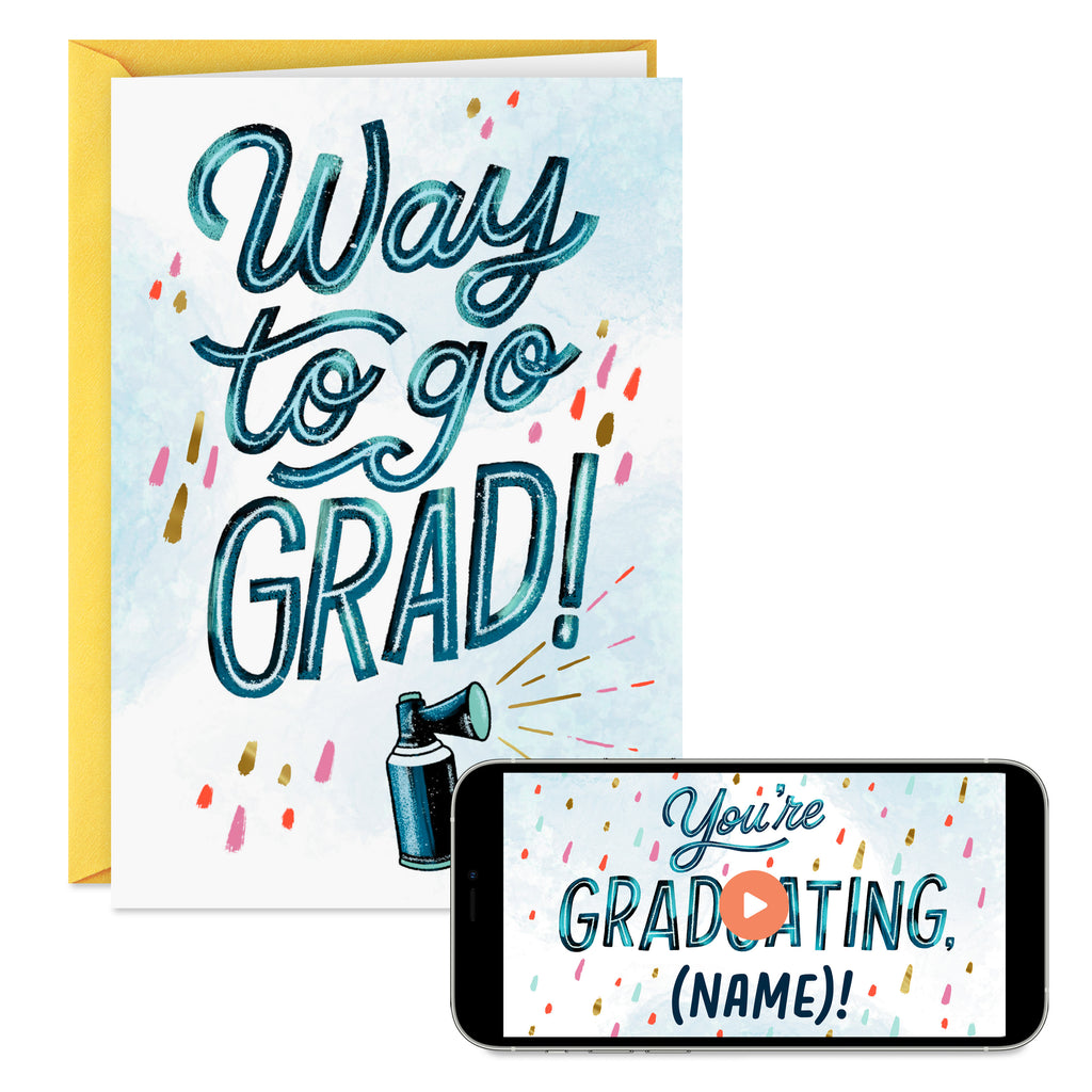Personalized Video Graduation Card, Air Horns (Record Your Own Video Greeting)