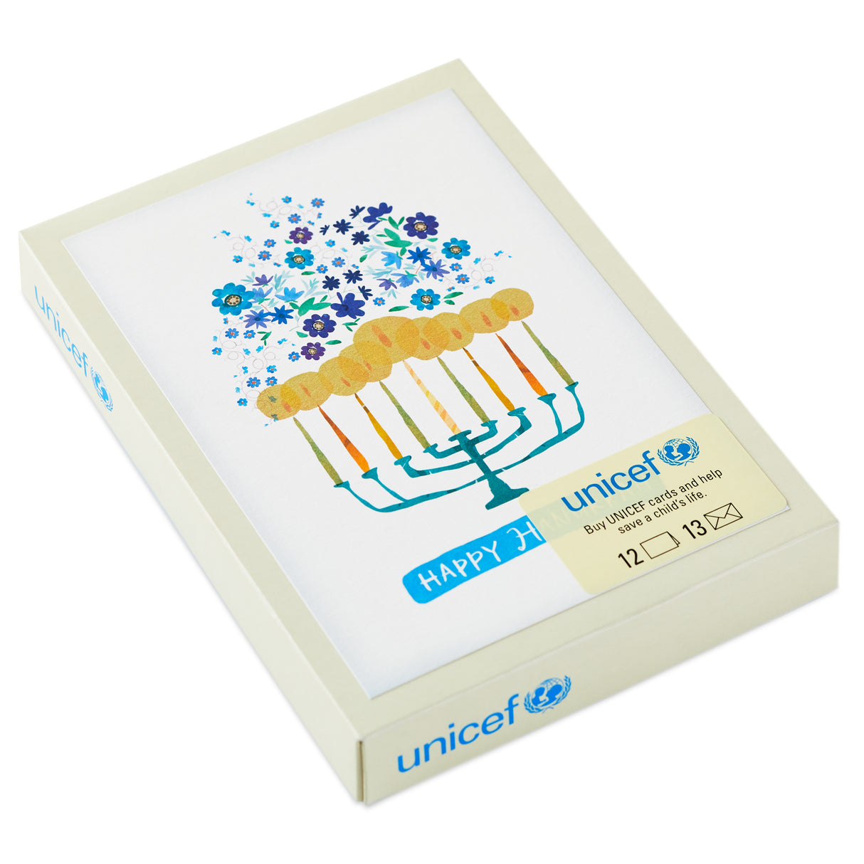 UNICEF Hanukkah Boxed Cards, Menorah Candles (12 Cards and 13 Envelopes)