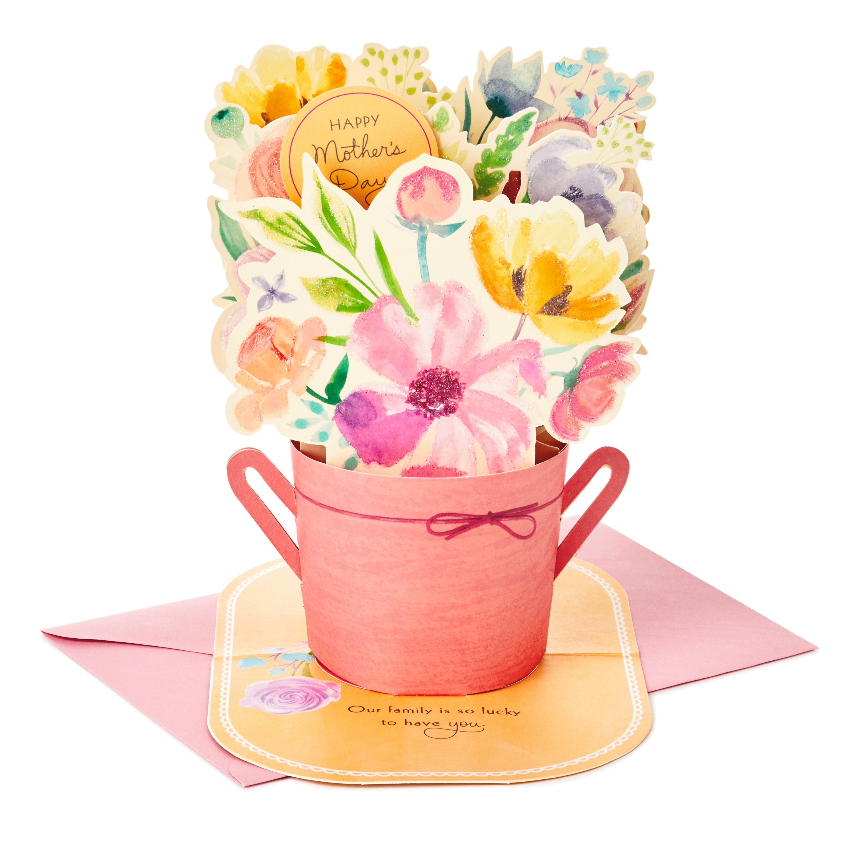 Paper Wonder Mothers Day Pop Up Card for Mom (Pink Flower Bouquet, You're the Best)