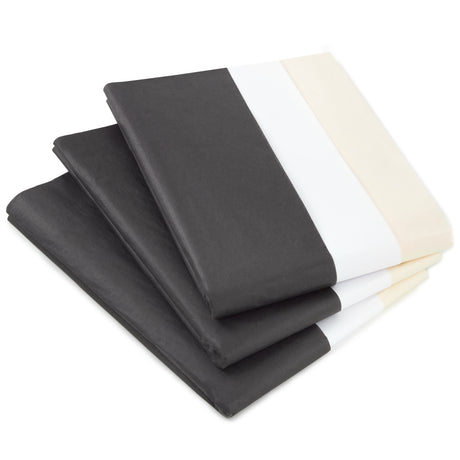 White, Black and Ivory Bulk Tissue Paper (120 Sheets) for Gift Bags, Weddings, Graduations, Valentine's Day, Christmas