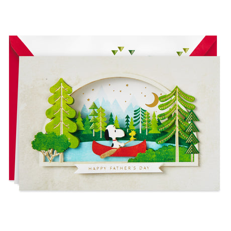 Signature Peanuts Fathers Day Card (Snoopy and Woodstock Canoeing)