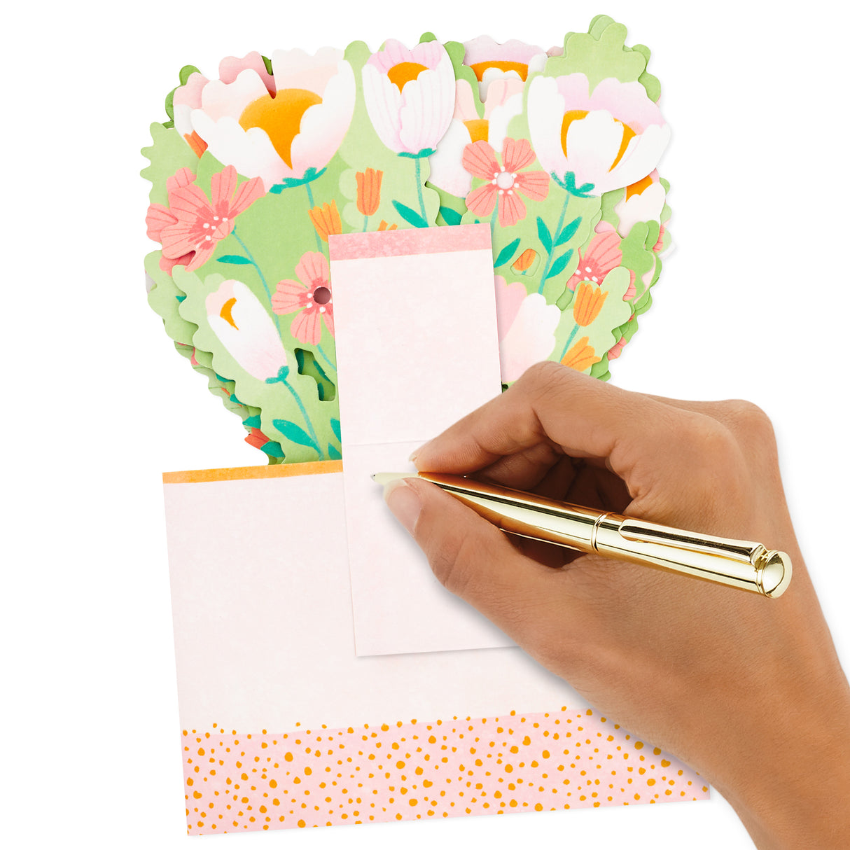 Paper Wonder Displayable Pop Up Birthday Card for Mom or Mothers Day Card (Pink and Gold Bouquet)