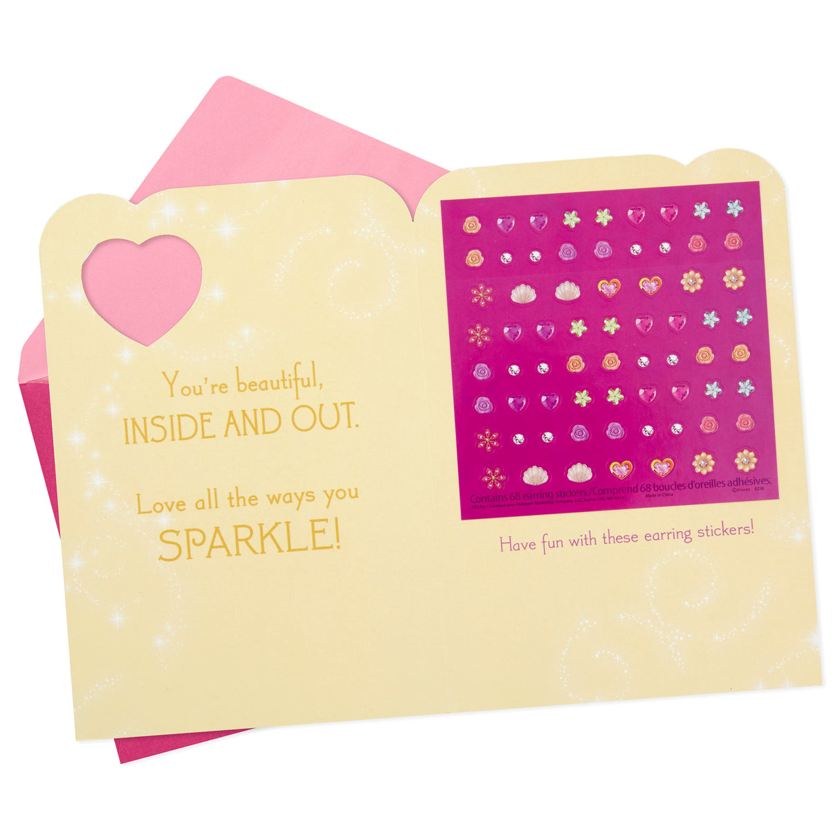 Birthday Card for Kids (Disney Princess Earring Stickers)