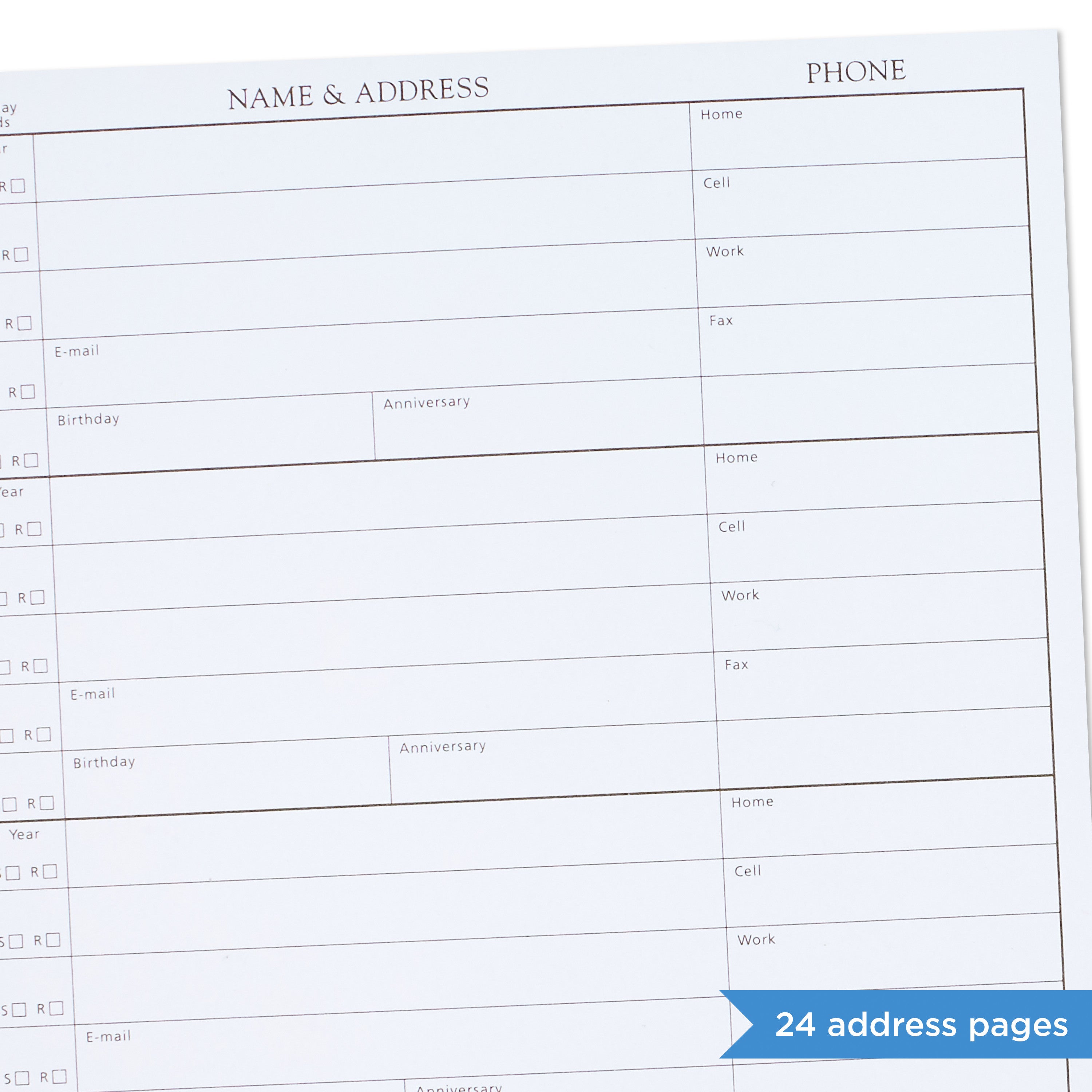 Address Book Refill Pages (Pack of 44 Replacement Pages for Addresses, Appointments)