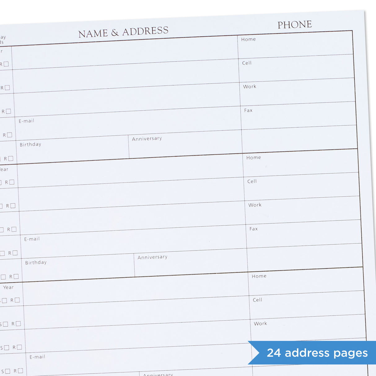 Address Book Refill Pages (Pack of 44 Replacement Pages for Addresses, Appointments)