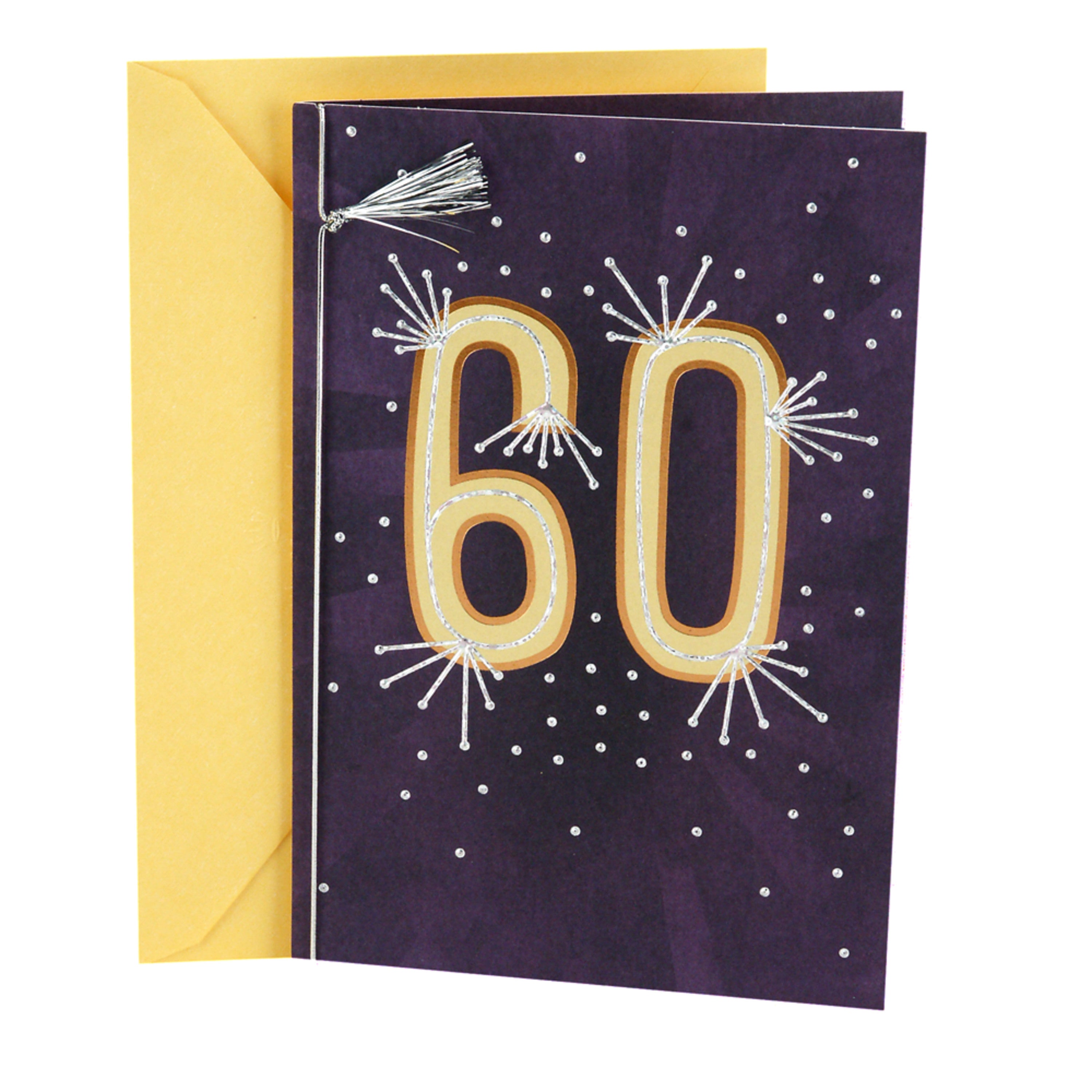 60th Birthday Greeting Card (Rays with Tassel)