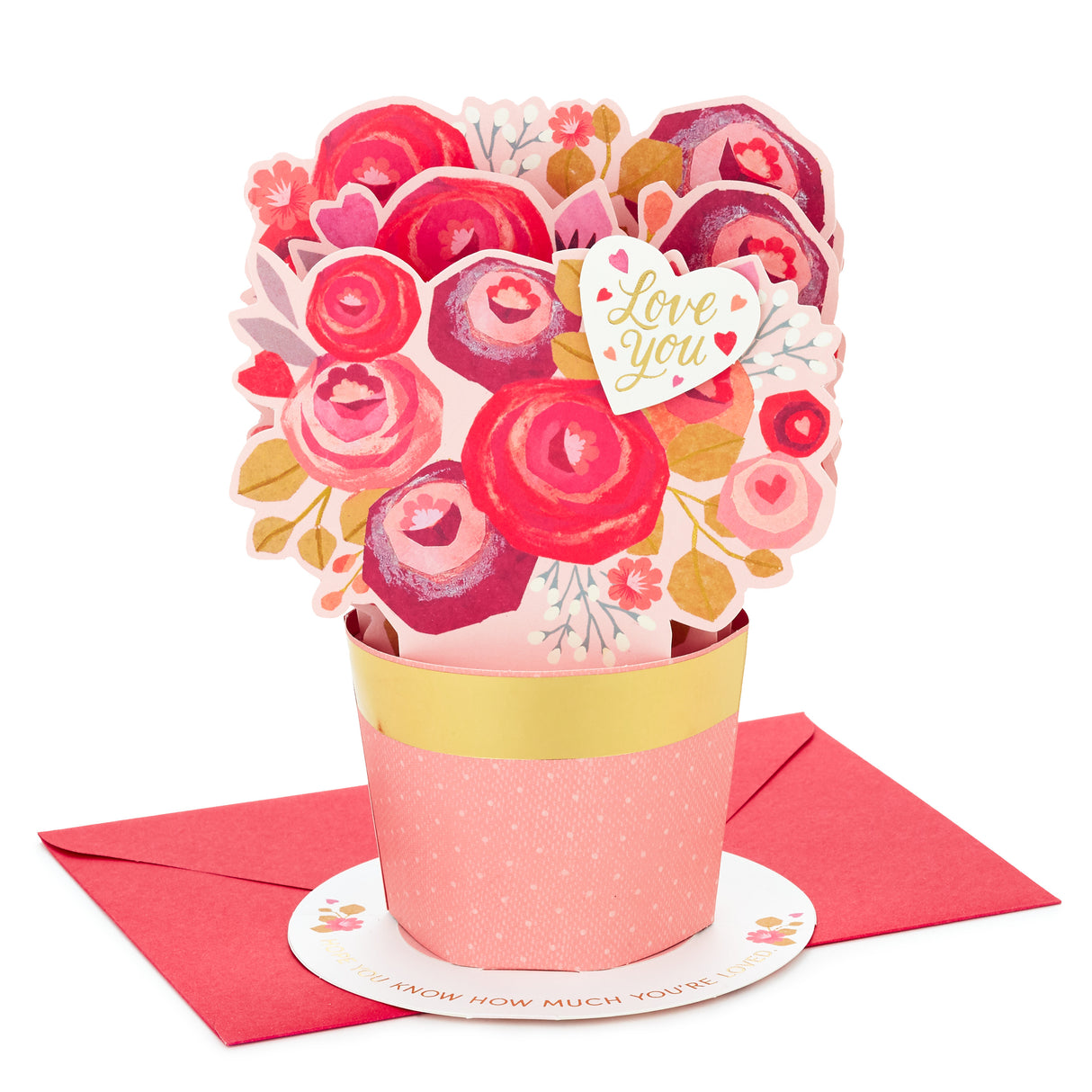 Paper Wonder Pop Up Valentines Day Card, Displayable Bouquet (Love You)