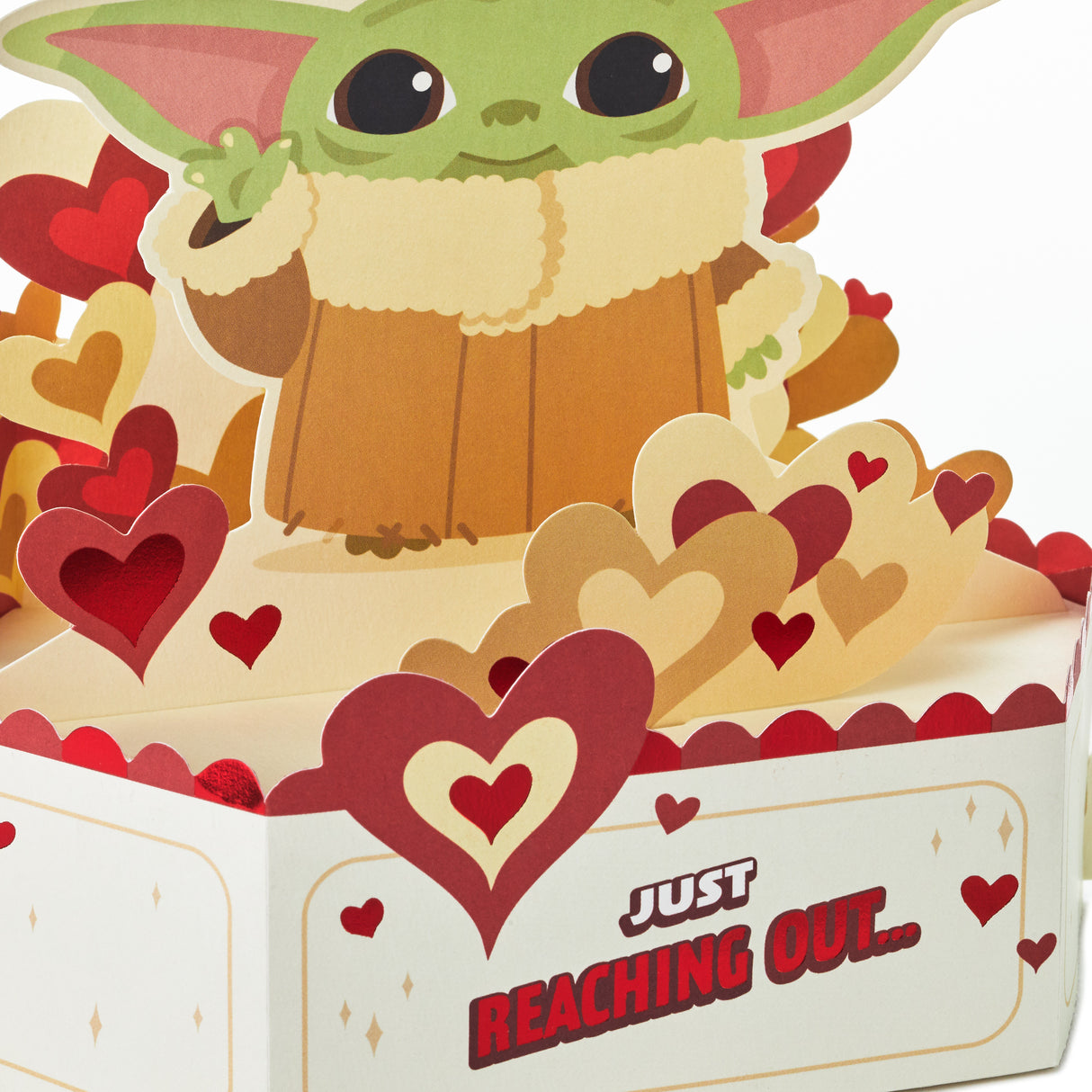 Paper Wonder Star Wars Baby Yoda Pop Up Love Card, Valentines Day Card, or Anniversary Card (Reaching Out)