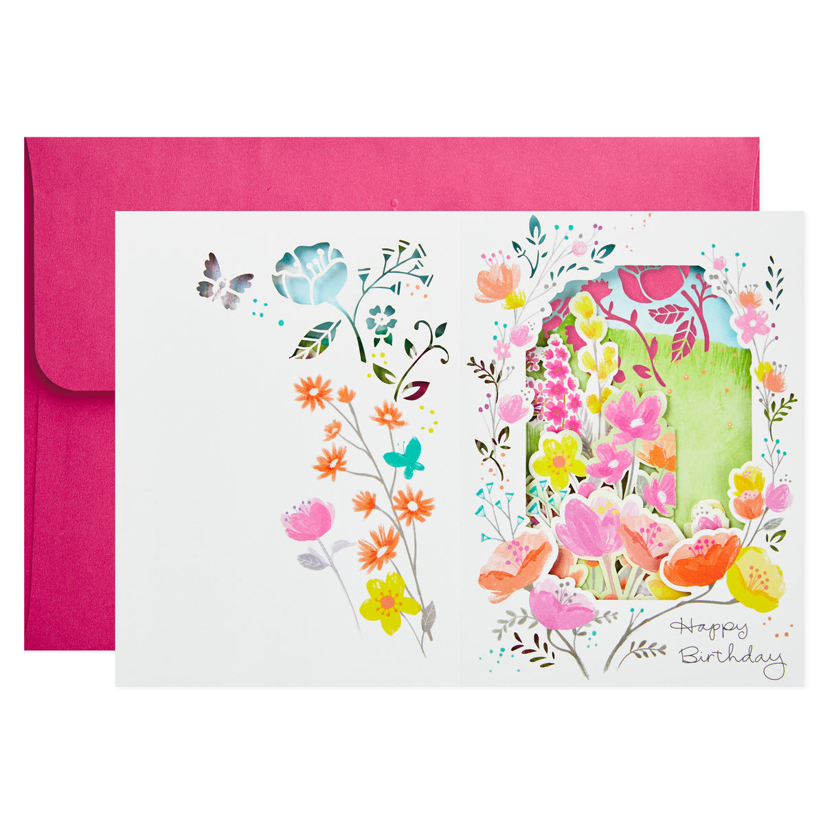 Paper Wonder Displayable Pop Up Birthday Card for Her (Beautiful Butterflies and Flowers)