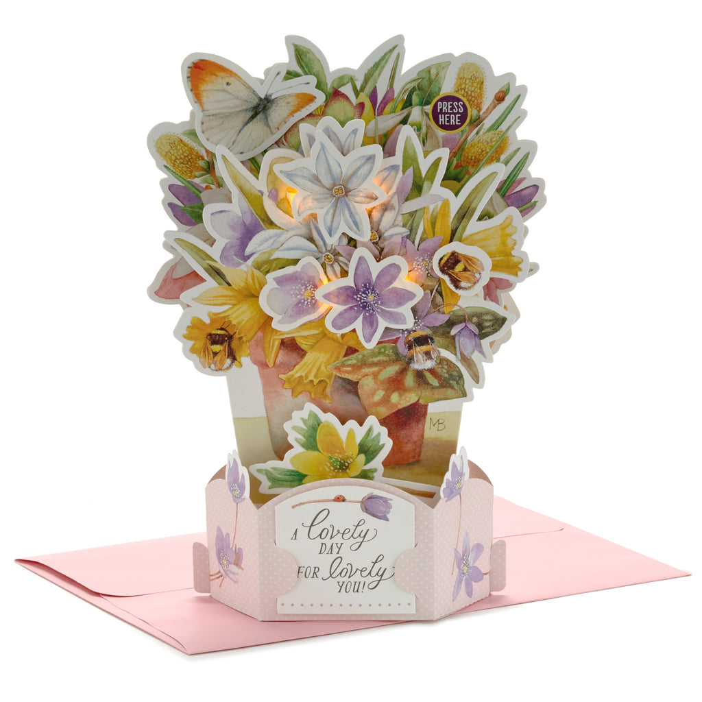 Paper Wonder Musical Birthday Pop Up Card for Women (Marjolein Bastin Bouquet, Plays Just to See You Smile)