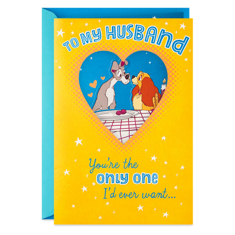 Father's Day Card for Husband (Interactive Kiss Disney Lady and The Tramp)