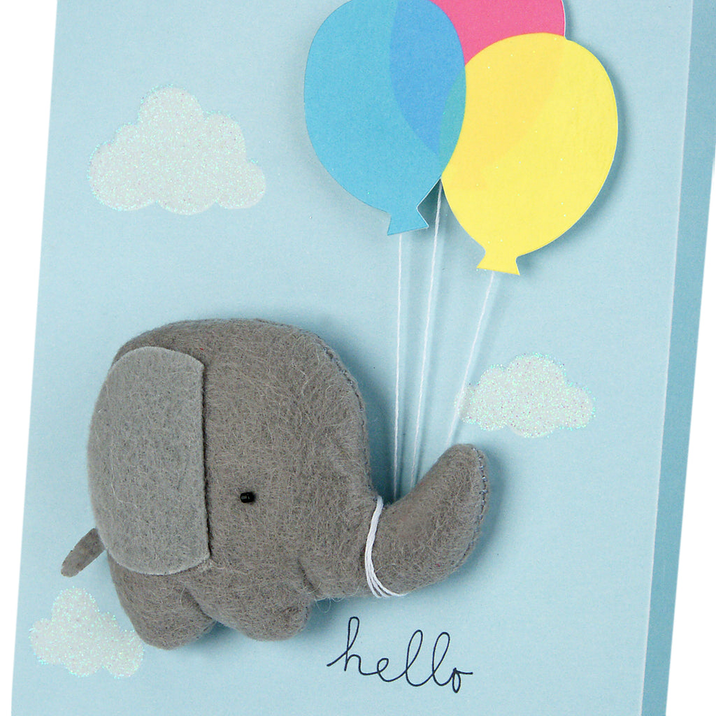 Signature Baby Shower Card for Baby Boy (Elephant with Balloon)